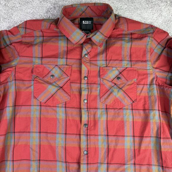5.11 Tactical Shirt Men’s XL Red Plaid Snap Button Long Sleeve Military LEO - Picture 1 of 9